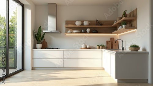 Modern open-concept kitchen filled with natural light and eco-conscious design elements