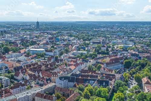 Ausblick auf das Georgsviertel in der schwäbischen Bezirkshauptstadt Augsburg von oben photo