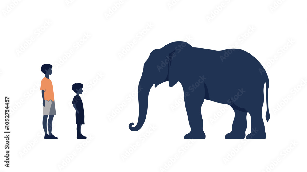 Obraz premium Comparing Elephants to Humans: Surprising Size Contrasts Between Child and Adult