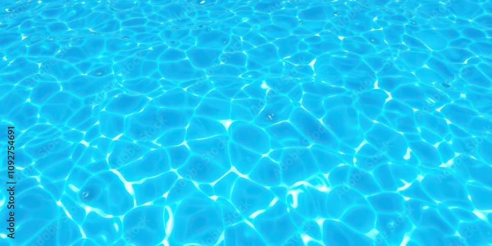 Clear blue water in a sparkling swimming pool on a sunny day, serenity