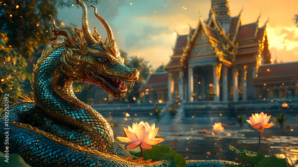 Fototapeta premium Naga, wallpaper, a mythical creature