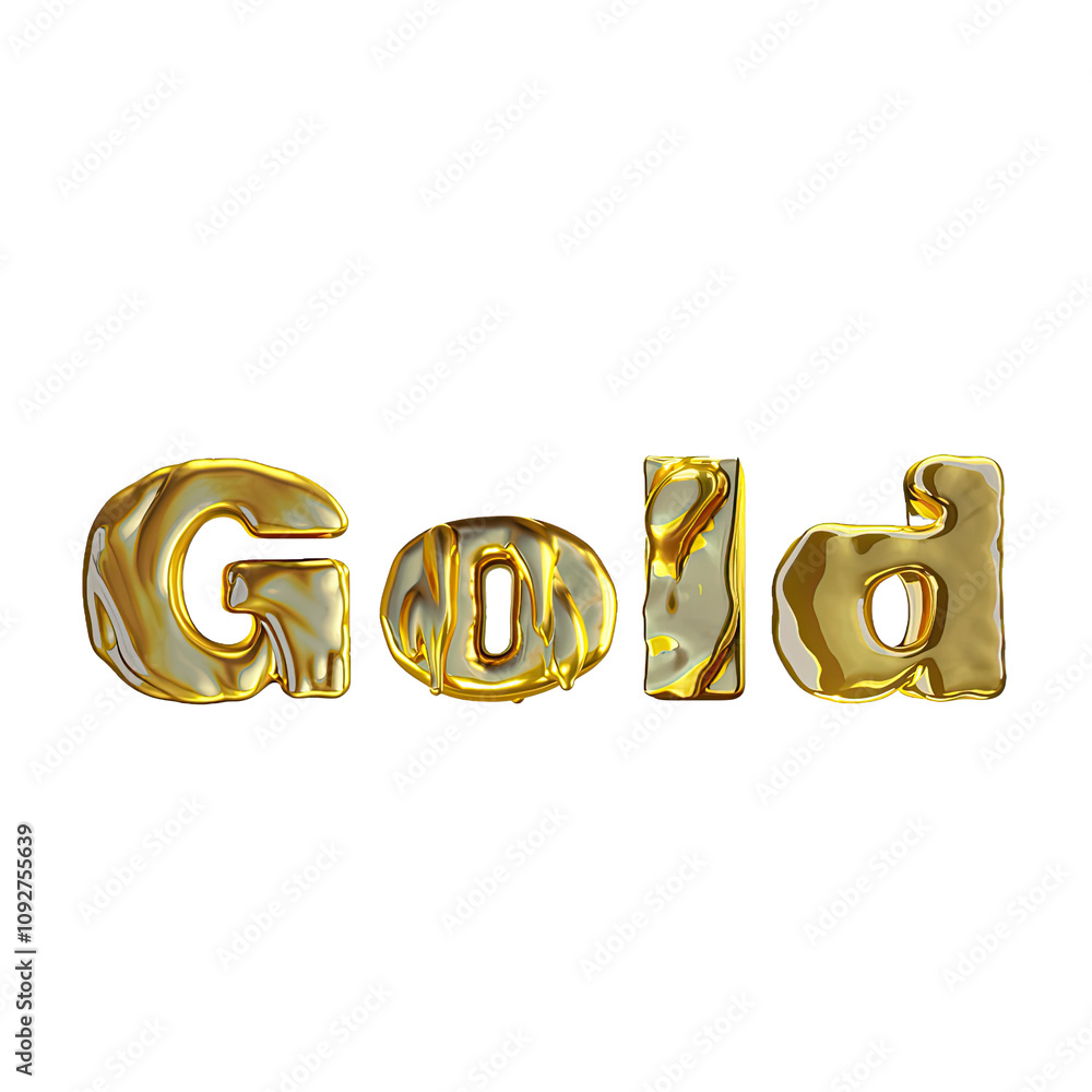 Shiny Gold Metallic Letters Gold Typography on Transparent Background Shiny Gold Metallic Letters Gold Typography on Transparent Background