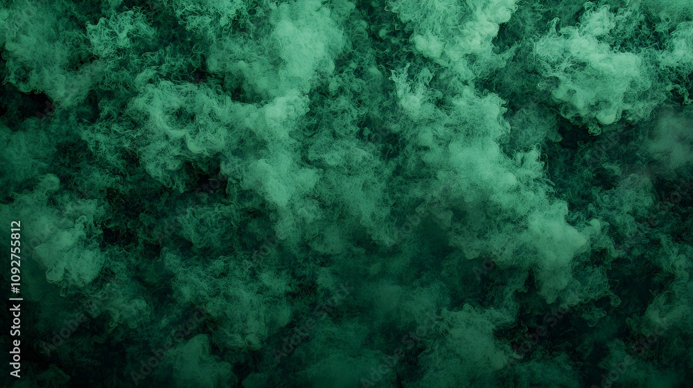 Obraz premium Emerald Green Smoke Abstract Cloud Swirling Mist Background Texture