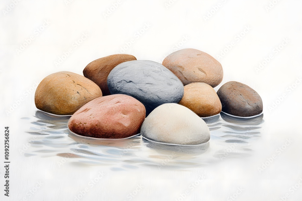 Serene Smooth Stones in Calm Water Zen Garden Spa Relaxation Nature Artwork Serene Smooth Stones in Calm Water Zen Garden Spa Relaxation Nature Artwork
