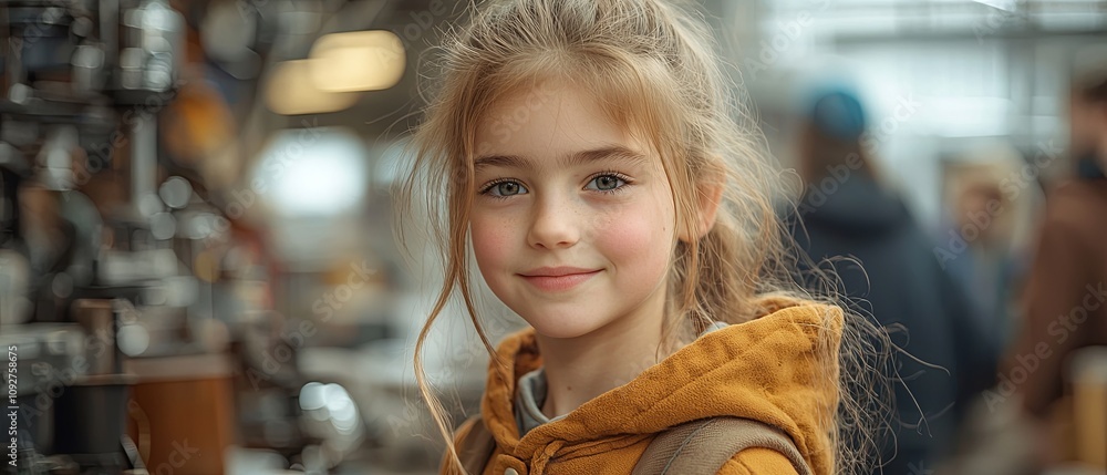 Cheerful Child Smiling in a Learning Environment