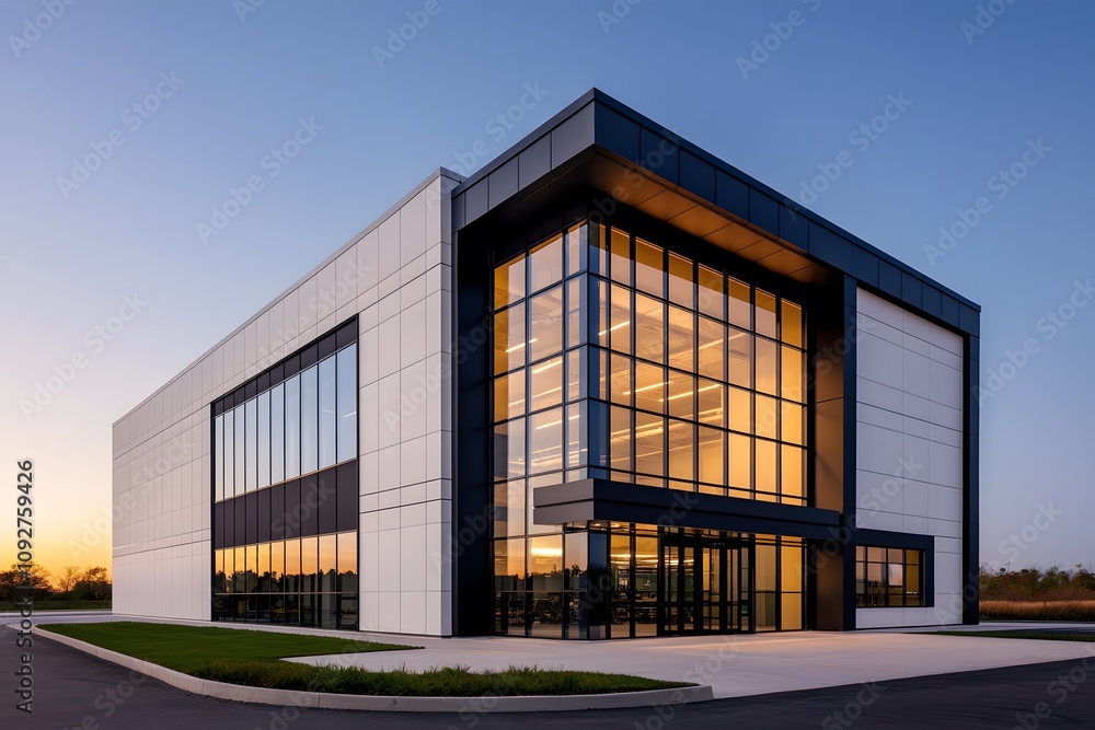 Modern Office Building Sunset Exterior Corporate Architecture Glass Facade Modern Office Building Sunset Exterior Corporate Architecture Glass Facade