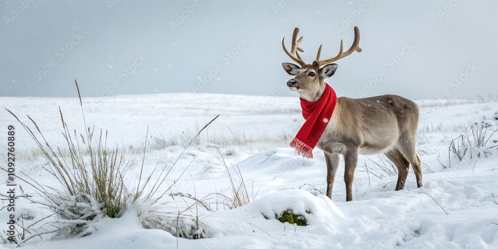 Cheerful Reindeer in Red Scarf Cheerful Reindeer in Red Scarf