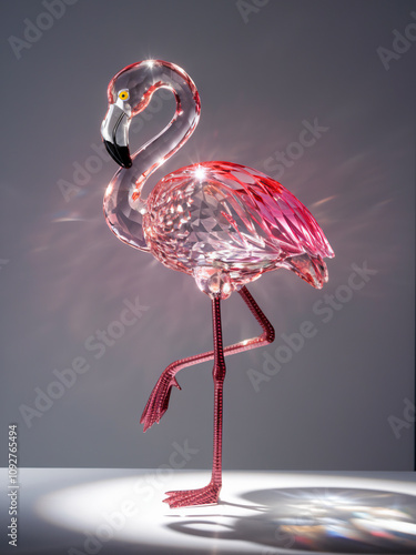 Crystal flamingo figurine with sparkling details