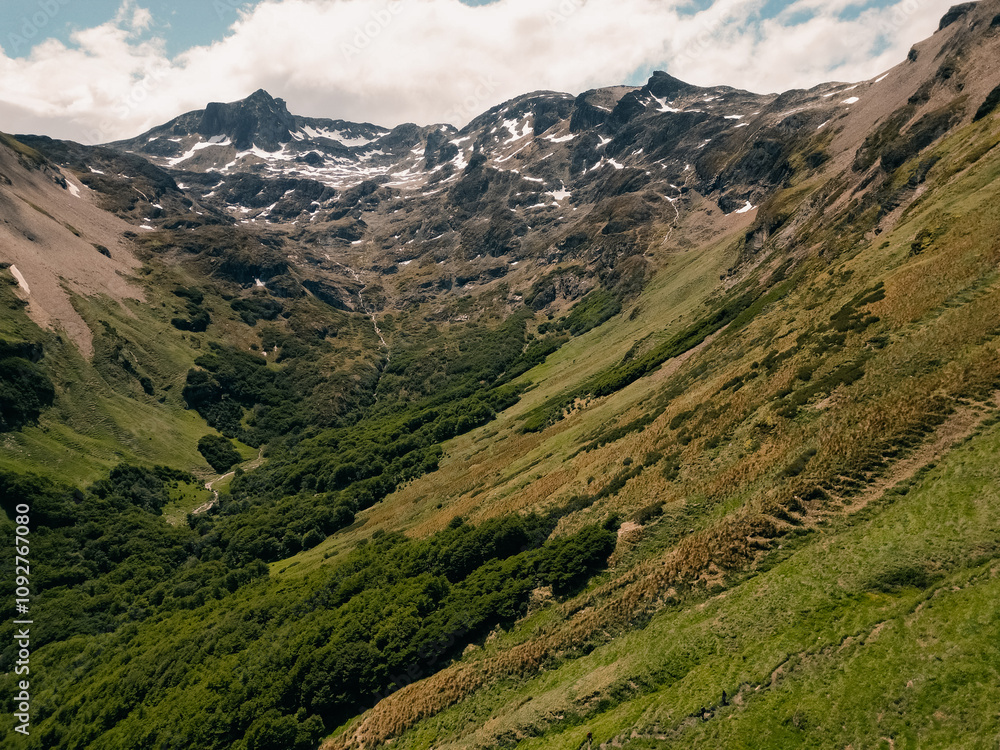 Naklejka premium Mountains and Autumn Leaves in Ushuaia, Argentina