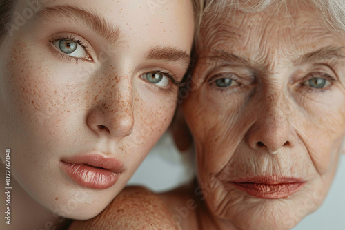 Close Up Of Mother And Daughter Faces Together