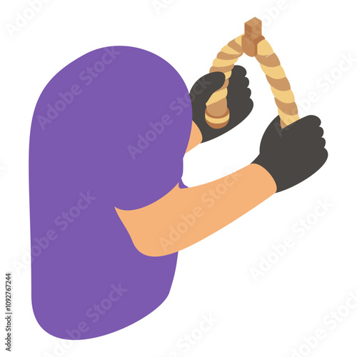triceps rope pull downs isometric concept, pushdowns brachii vector icon design, Fitness Wellness symbol, Workout Weightlifting sign, Personal training equipment stock illustration