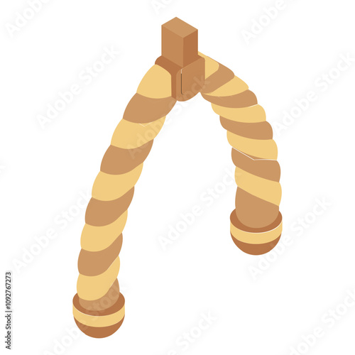double handle tricep rope isometric concept, pushdown Cable Accessories vector icon design, Fitness Wellness symbol, Workout Weightlifting sign, Personal training equipment stock illustration