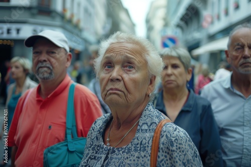 Portrait of an elderly woman on the street in Paris, France