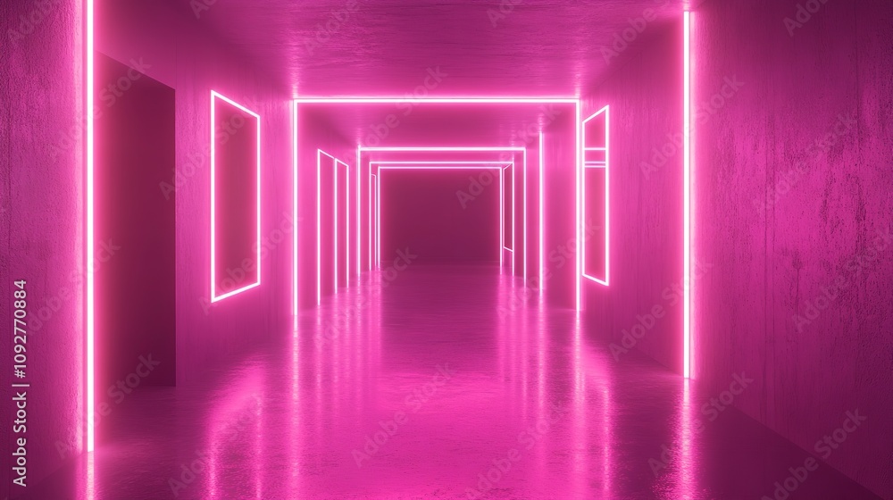 Looped 3D Animation Neon Tunnel with Rotating Square Frames
Looped 3D Animation Neon Tunnel with Rotating Square Frames