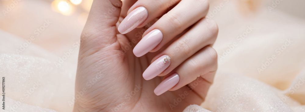 Fototapeta premium Elegant Nude Pink Nails with Subtle Shine