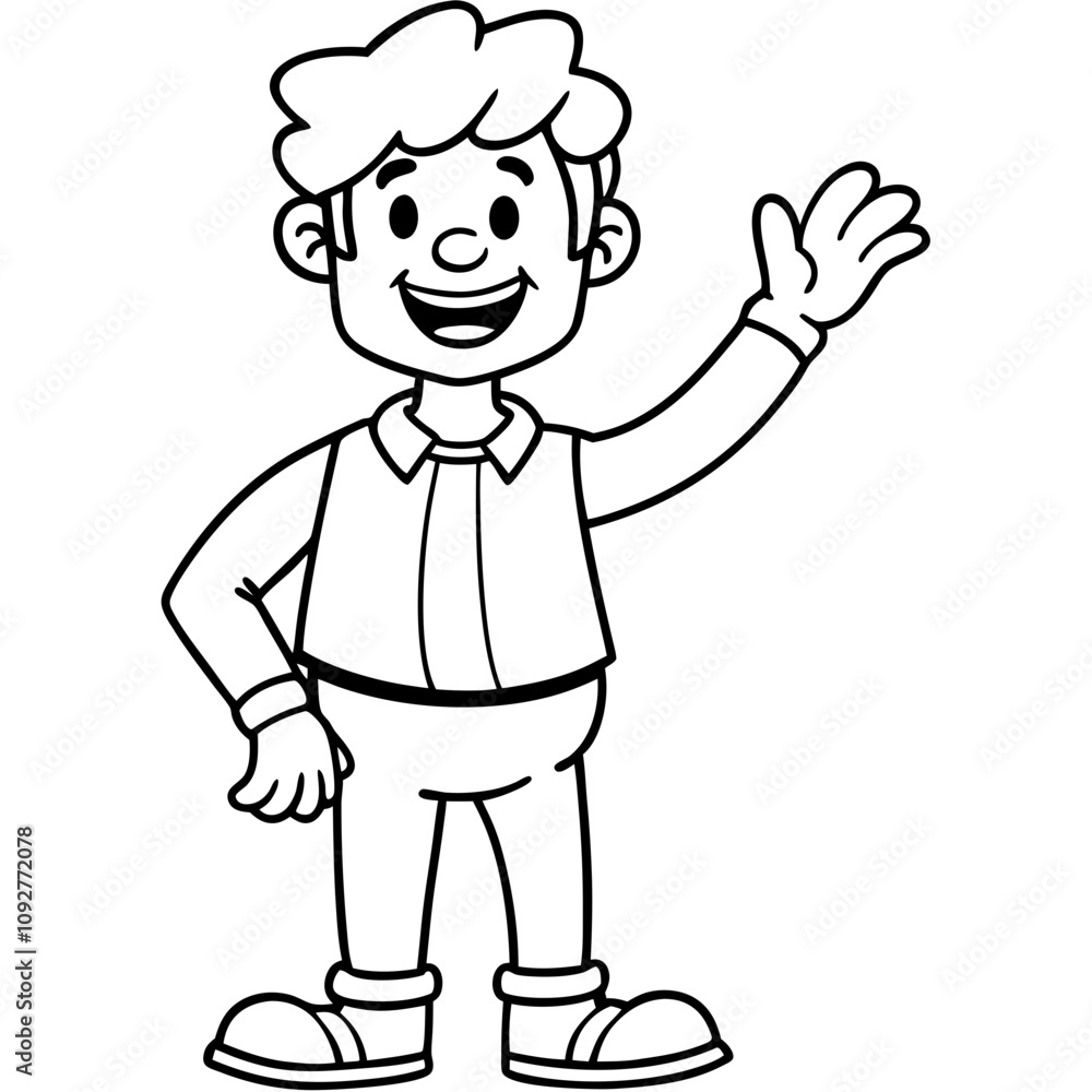 Obraz premium cartoon waving man