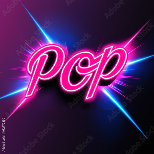 a pink and blue neon sign that says pop.