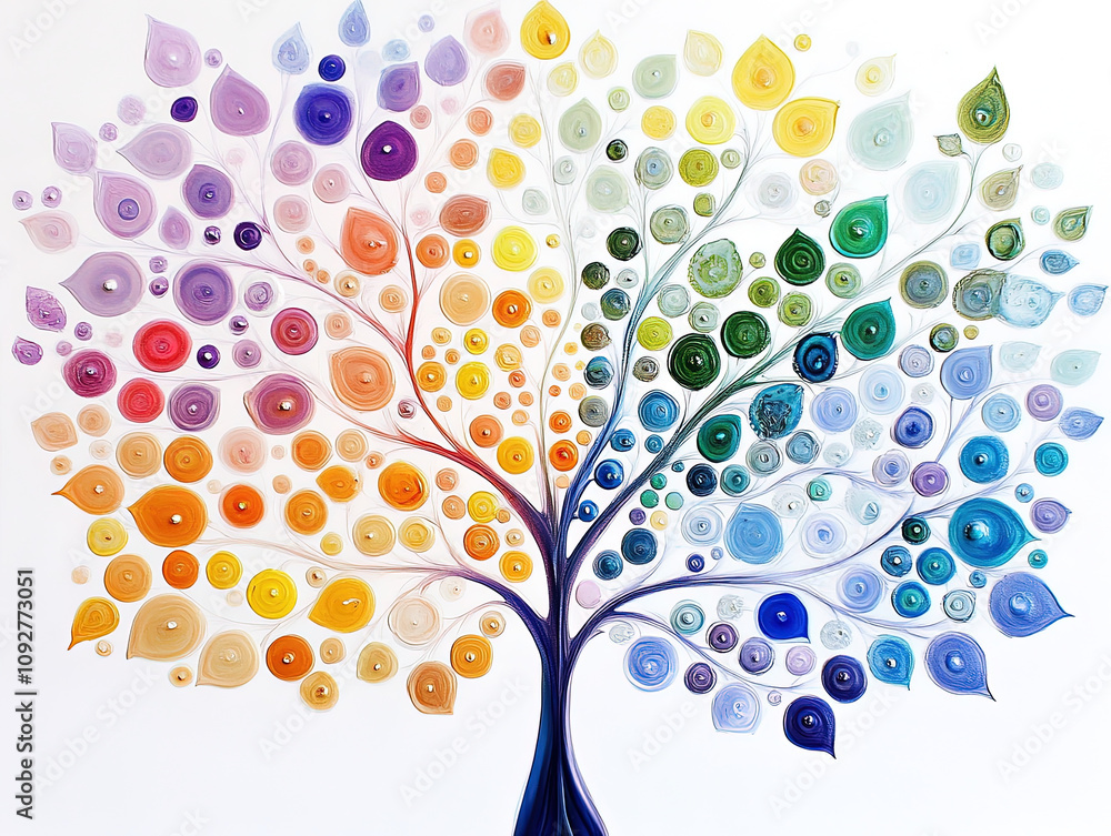 dreamy tree composed by colorful dots dreamy tree composed by colorful dots