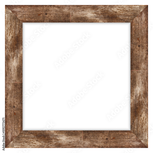 Wooden picture frame isolated on white background with clipping path photo