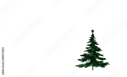 Isolated watercolor design of a christmas tree in green and white christmas tree silhouette Illustration 