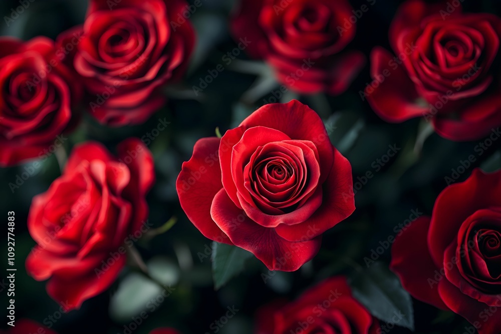 Beautiful red roses arranged in a lush green garden setting Beautiful red roses arranged in a lush green garden setting