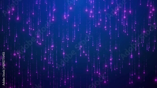 Abstract falling snowflake rain glamor Merry Christmas background. Xmas lights HD animation with particles. Motion background in 4k.