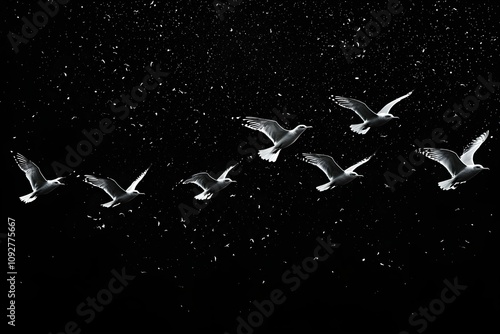 Wallpaper Mural Birds in flight against a dark, textured background Torontodigital.ca