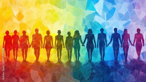 The concept of Diversity and Inclusion in rainbow spectrum colors photo