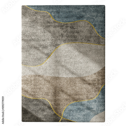 A rug with a pattern of mountains and waves