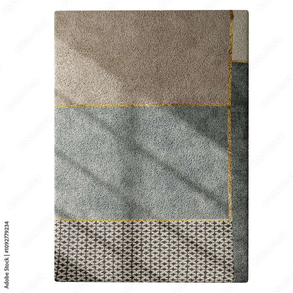 Fototapeta premium A rug with a yellow border and a white background