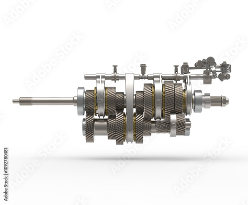Car gearbox.  Mechanism of the gearbox. Manual transmission.