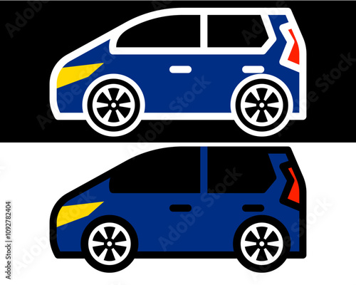 Family car illustration ideal for transportation needs, showcasing comfort, safety, and efficiency. Perfect for modern family travel