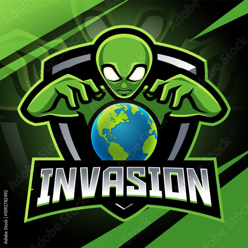 Alien invasion esport mascot logo design