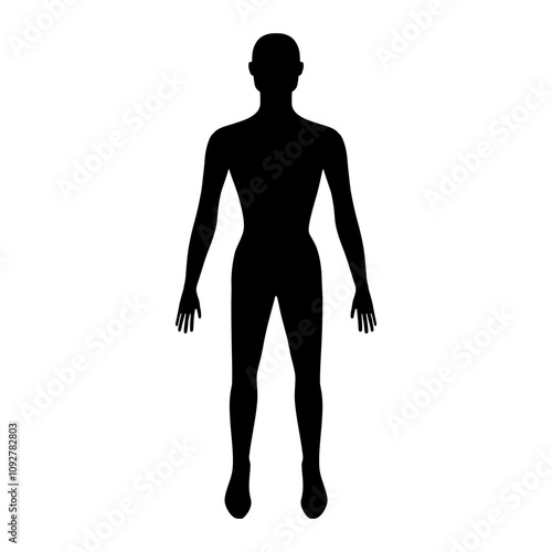 Naked standing fashion woman figure bald silhouette