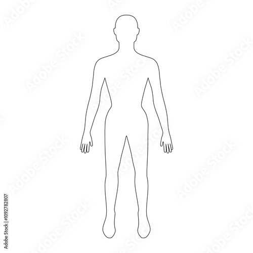 Fashion woman full length template bald figure silhouette back view, vector illustration isolated on white background