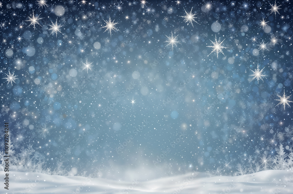 A magical snowy scene with sparkling stars and a textured blue background, evoking a festive and wintery atmosphere. A magical snowy scene with sparkling stars and a textured blue background, evoking a festive and wintery atmosphere.