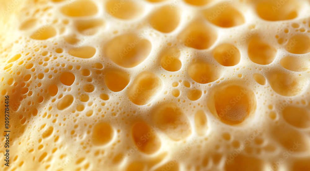 Foam texture shows intricate bubbles and golden color, highlighting the beauty of carbonation in beverages and desserts Foam texture shows intricate bubbles and golden color, highlighting the beauty of carbonation in beverages and desserts