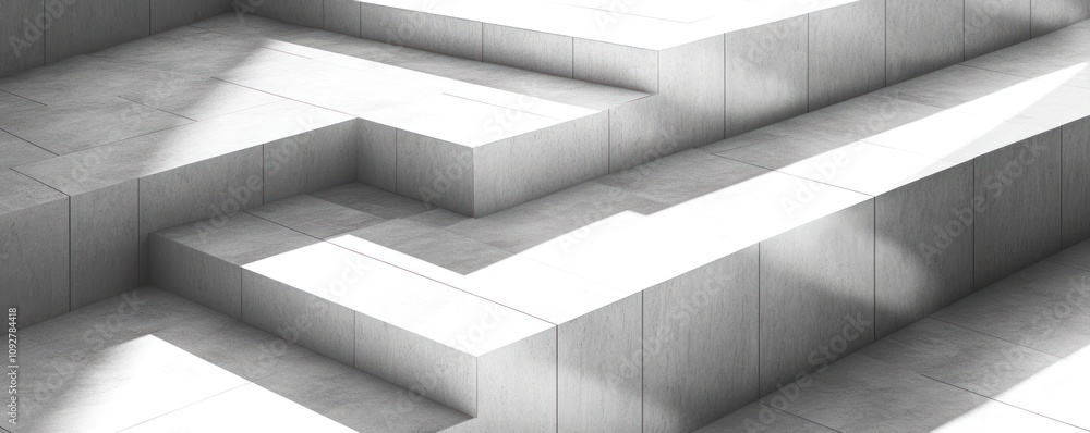 Abstract geometric structures with light and shadow play on a textured surface. Abstract geometric structures with light and shadow play on a textured surface.
