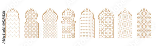 Lanear Islamic arch frame with arabic ornament
