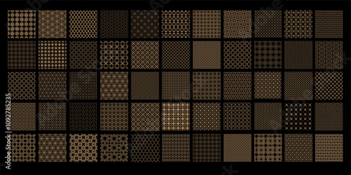 Arabesque arabic seamless pattern with golden islamic ornament set