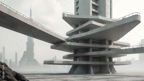 Futuristic Modern Architecture Illustration photo