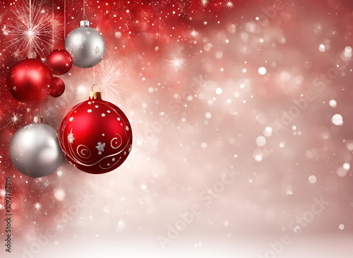 christmas background with balls and snowflakes
