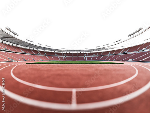 a sports stadium with a field and a green field photo