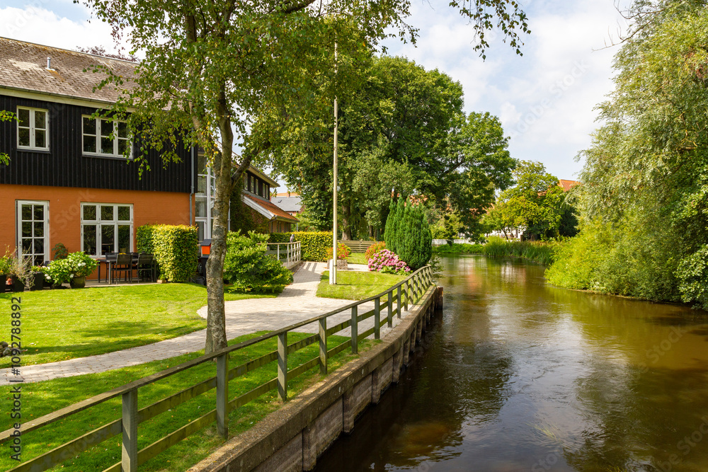 a beautiful small village view at the river through ribe, Denmark. a beautiful small village view at the river through ribe, Denmark.