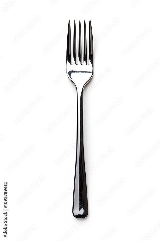 A shiny silver fork isolated on a white background A shiny silver fork isolated on a white background