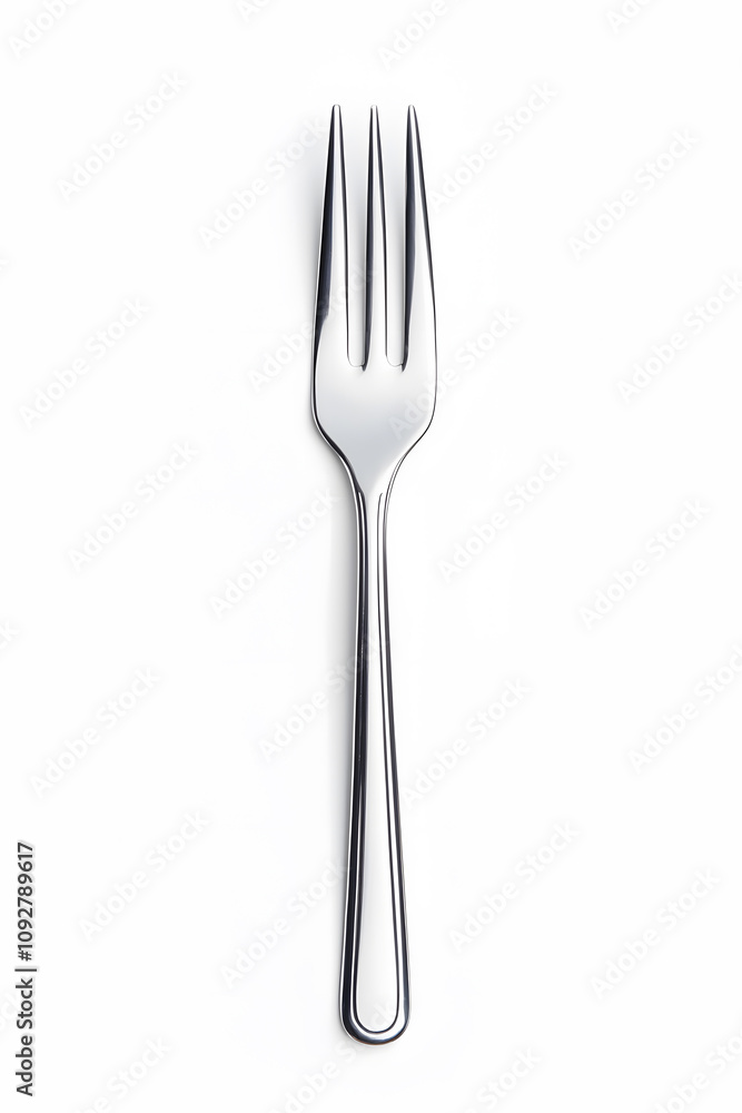 A shiny silver fork isolated on a white background A shiny silver fork isolated on a white background