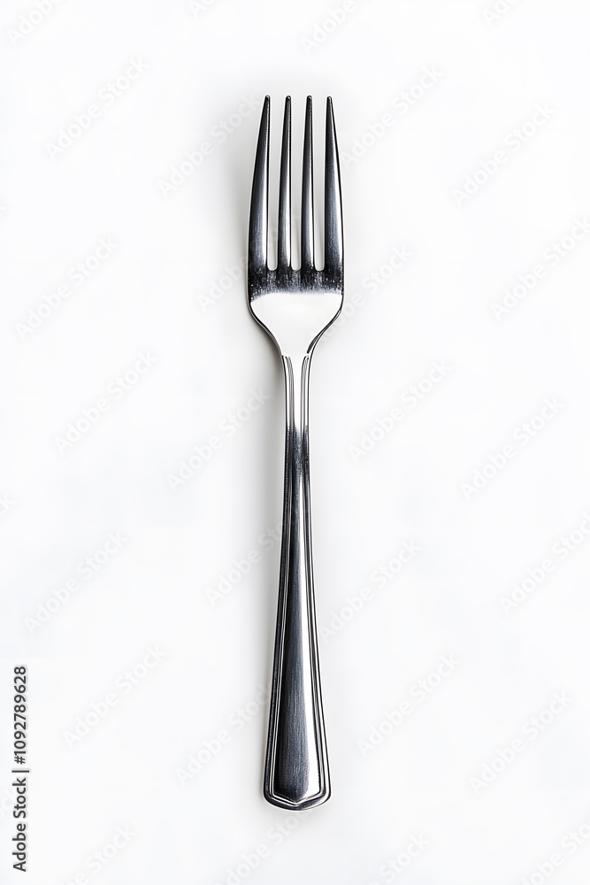 A shiny silver fork isolated on a white background A shiny silver fork isolated on a white background