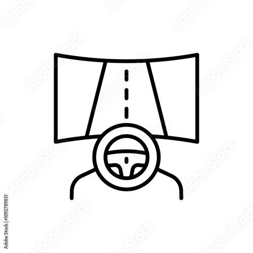 Virtual driving outline icons, minimalist vector illustration ,simple transparent graphic element .Isolated on white background