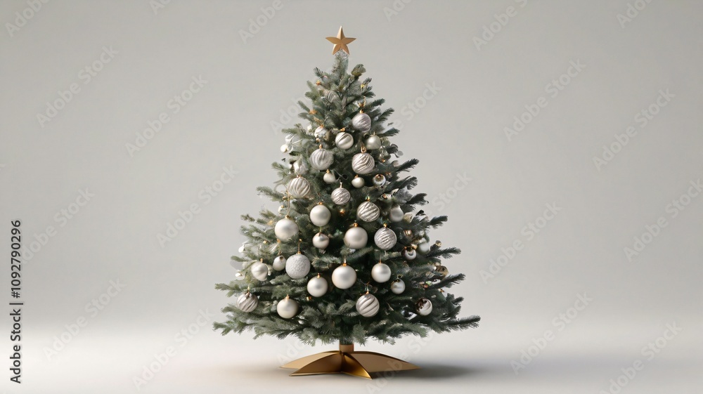 Elegant Christmas Tree with White and Gold Ornaments, Star Topper, and Minimalist Festive Decor V5 Elegant Christmas Tree with White and Gold Ornaments, Star Topper, and Minimalist Festive Decor V5