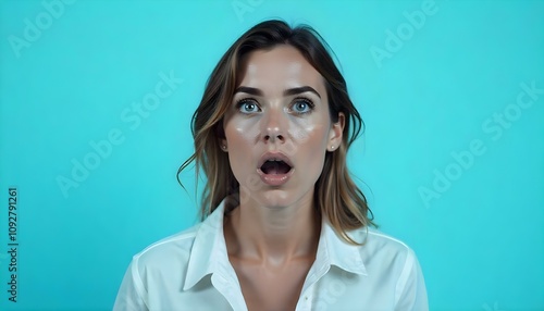 portrait, halfbody, surprise, person, expression, emotion, eyebrows, openmouth, astonished, shocked, amazed, reaction, human, face, isolated, background, clean, white, closeup, excited, curious,  photo